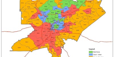 邮政编码的地图亚特兰大
